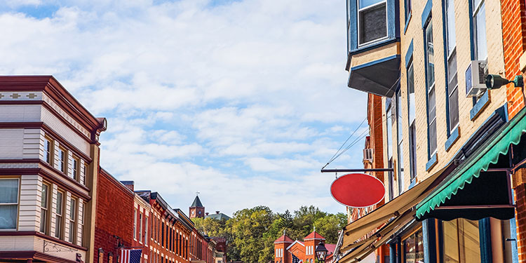 Main Street business storefronts.