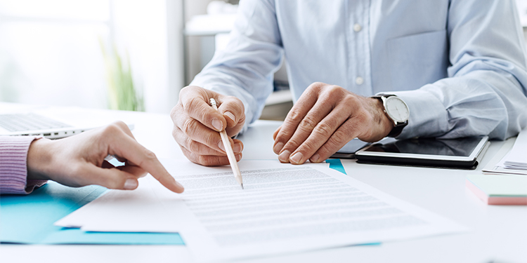 Business transaction with a purchase and sales agreement.